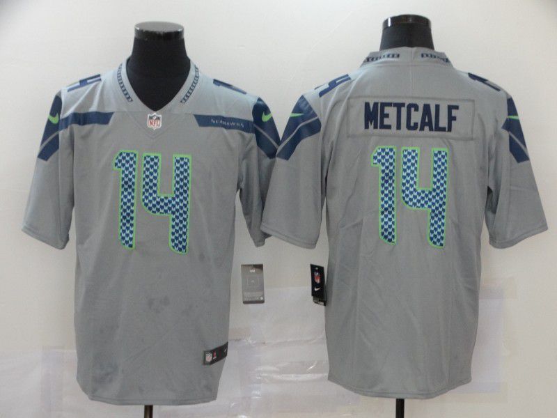 Men Seattle Seahawks 14 Metcalf Grey Nike Vapor Untouchable Limited NFL Jersey